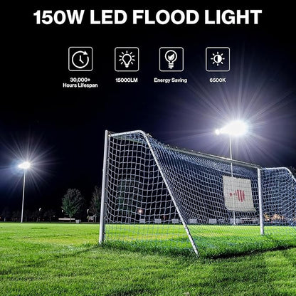 Olafus 2 Pack 150W LED Flood Light Outdoor, 15000LM Super Bright Work Lights - Image 3