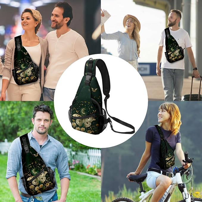 FyLybois Moth Sling Bag for Women Lightweight Crossbody Backpack Casual Daypack - Image 2