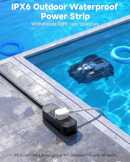 Outdoor Power Strip, 3 AC Outlets, 15 FT, 1625W/13A High-Power Single-Device Use - Image 3