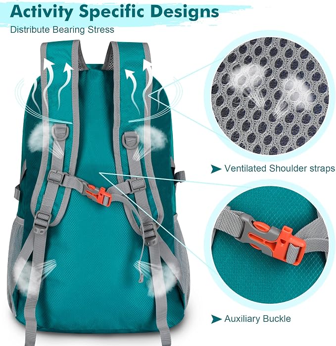 ZOMAKE Lightweight Packable Backpack 30L, Foldable Hiking Backpacks Water - Image 5