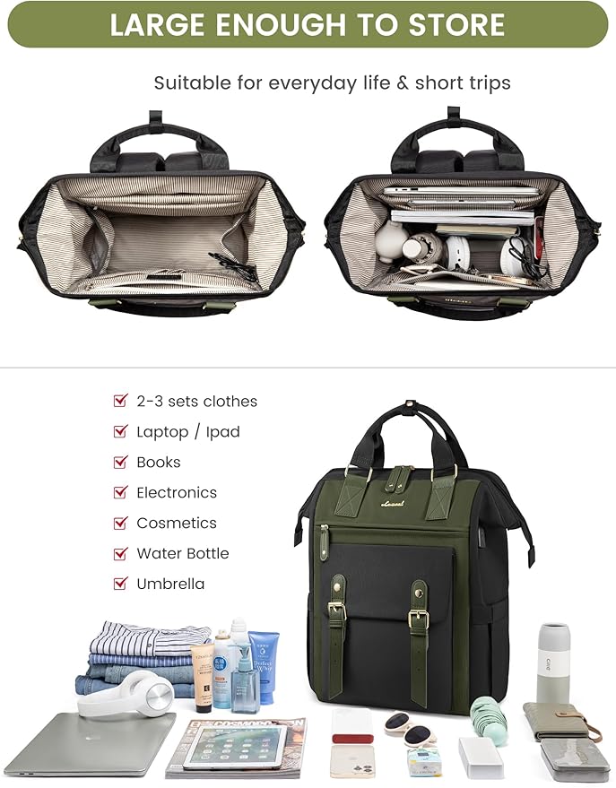 LOVEVOOK Laptop Backpack for Women Work Teacher Bag Travel Backpack, Stylish - Image 3