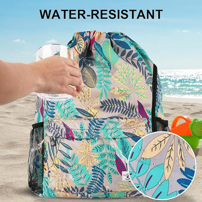 Drawstring Backpack with Mesh Pockets String Gym Bag Sackpack Sandproof Water - Image 3