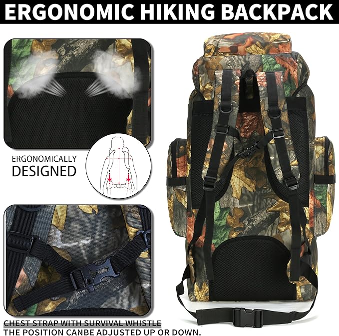 Hiking Backpack for Men 70L/100L Camping Backpack Military Rucksack Molle 3 - Image 5