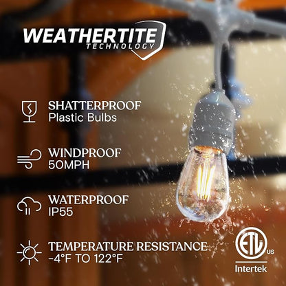 Brightech Ambience Pro Waterproof LED Outdoor String Lights, 48 Ft, Dimmable - Image 2