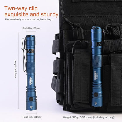 ACEBEAM TAC 2AA EDC Tactical Dual Modes Flashlight Rechargeable, 1400 High - Image 4