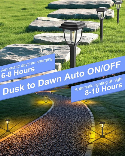 Solar Pathway Lights 2 Pack Mini Outdoor 3000K Bright Auto On/Off Solar Garden - Image 3