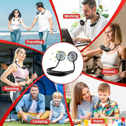 Portable Neck Fan Rechargeable Personal Hand-Free Fan Mini USB Wearable - Image 4