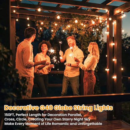 Bosceos 150FT Outdoor G40 LED Globe String Lights Dimmable Waterproof - Image 6