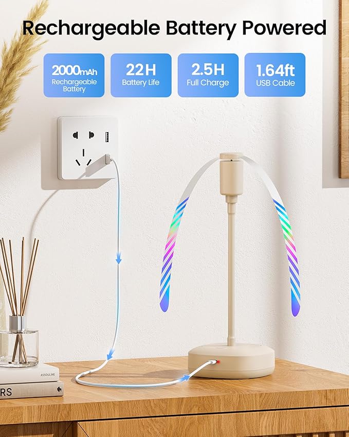 Edvision 4 Pack Food Table Fan, 2000mAh USB Powered Rechargeable Food Fan - Image 2