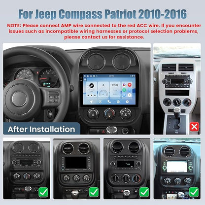 4+128G Radio for Jeep Compass Patriot 2010-2016, 10.1" Touch Screen Radio Kit - Image 2