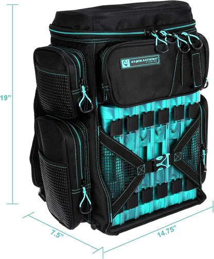 Evolution Fishing Drift Series Tackle Backpack, Outdoor Rucksack w/ 6 Fishing - Image 2