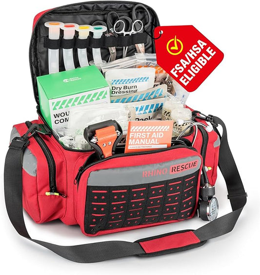 RHINO RESCUE First Responder First Aid Kit Fully-Stocked EMT Bag, Professional by RHINORESCUE