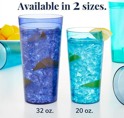 US Acrylic Café Plastic Reusable Tumblers 32-ounce Iced-Tea Cups, Coastal | - Image 3