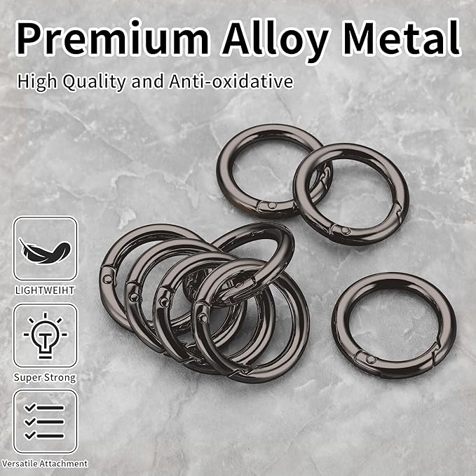 Gkeygo Key Ring Clip, 4/5 Inch Keychain Rings, 8 Pack Round Carabiner Clip - Image 2