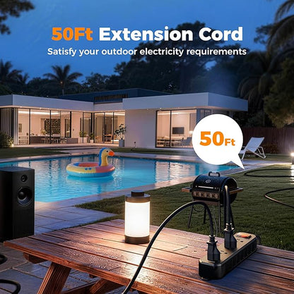 TESSAN Outdoor Power Strip Weatherproof, 50FT Extension Cord Waterproof - Image 3