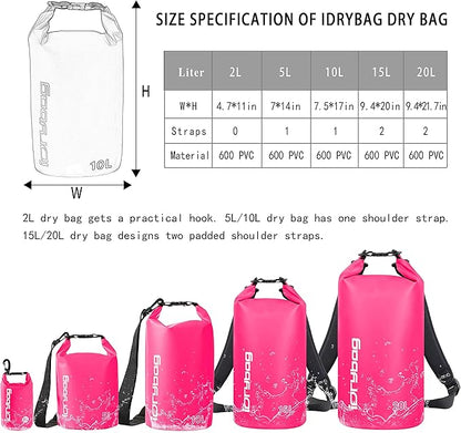 IDRYBAG Dry Bag for Kayaking Waterproof 2L/5L/10L/15L/20L, Small Dry Sack - Image 4