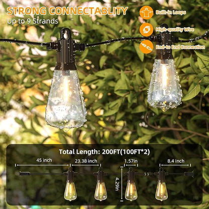 FOOMAN LED Outdoor String Lights, 200FT Outside Waterproof Patio Lights - Image 3