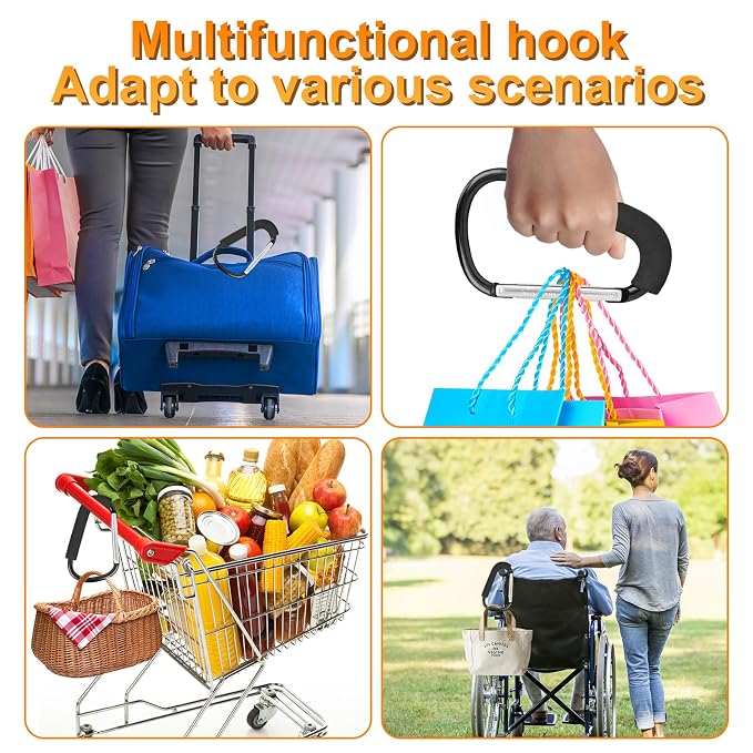 2 Pack Stroller Hooks, 6.3" Large Stroller Clips, Stroller Hook - Image 6