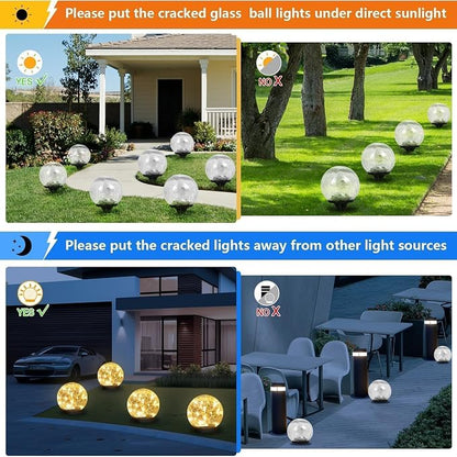 SyouHome Solar Garden Lights Outdoor Waterproof, 4 Pack 30 LEDs Cracked Glass - Image 4