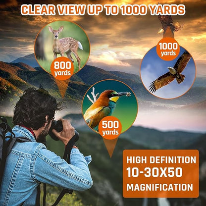 10-30x50 Zoom Binoculars for Adults, High Powered Military Binoculars for Bird - Image 6