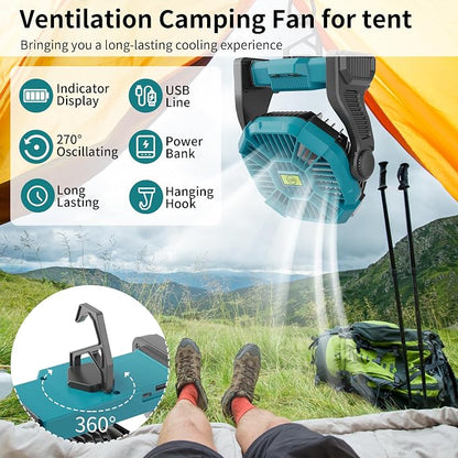 Battery Powered Fan，270° Rotating Battery Operated Camping Fan Rechargeable - Image 6