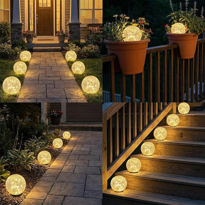SyouHome Solar Garden Lights Outdoor Waterproof, 6 Pack LEDs Cracked Glass Ball - Image 8