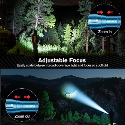RECHOO LED Flashlight 2 Pack Blue, Tactical Flashlights High Lumens - Image 3