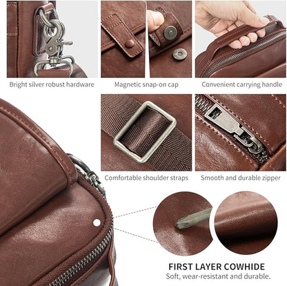 Augus Leather Small Messenger Bag - Image 5
