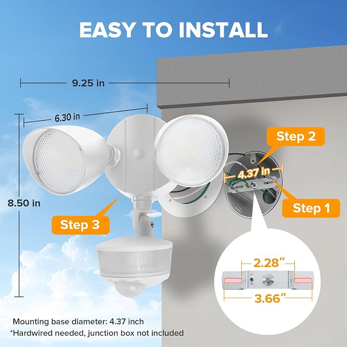 LUTEC 34W 3700 Lumen LED Security Lights Motion Sensor Light Outdoor - Image 7