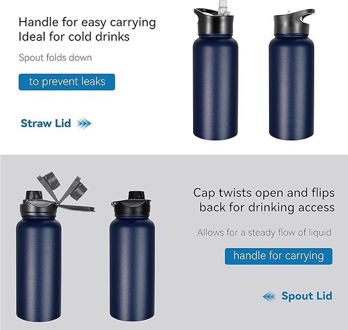 VEGOND 32 oz Insulated Water Bottle Stainless Steel Metal Water Bottles - Image 5