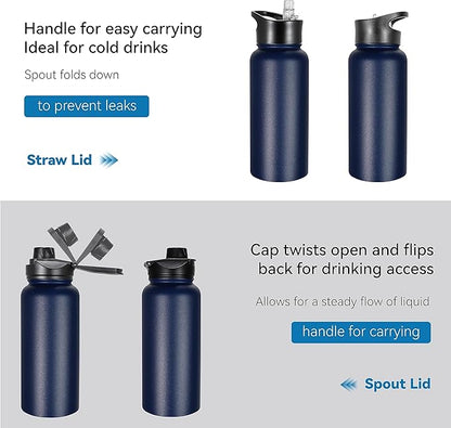 VEGOND 32 oz Insulated Water Bottle Stainless Steel Metal Water Bottles - Image 5