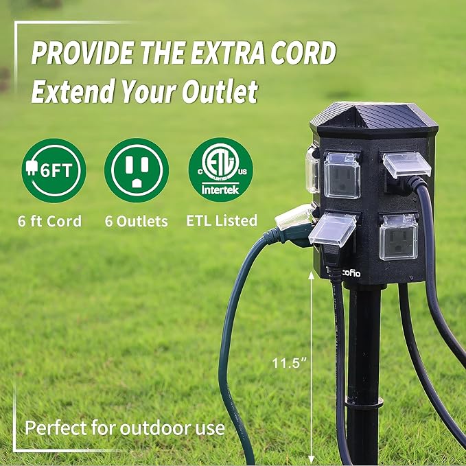 TiFFCOFiO Outdoor Power Stake Timer, 100FT Remote Control, Dusk to Dawn - Image 6