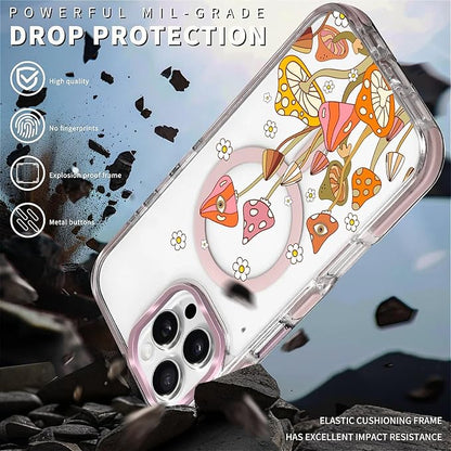 Case for iPhone 16 Pro Max, Retro Mushroom Sunflower Phone Case Design，for - Image 5