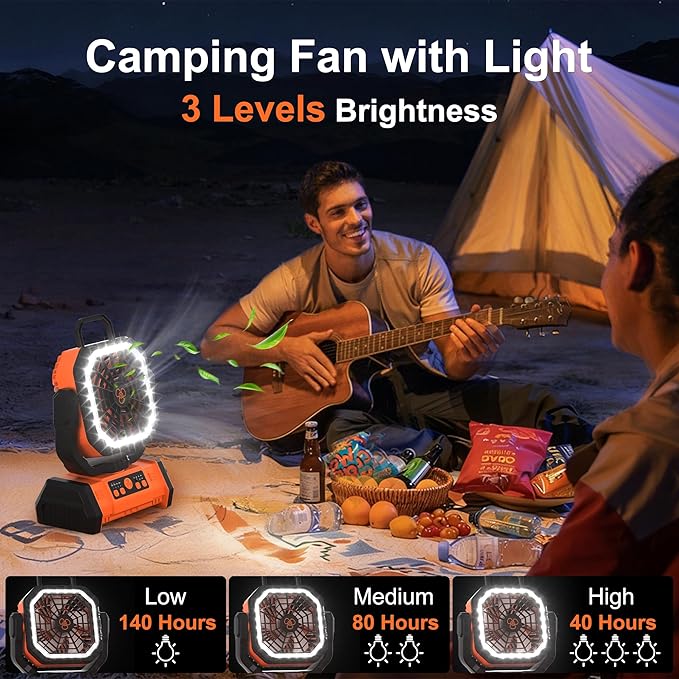 Honesorn Portable Rechargeable Fan 20000mAh, Camping Fan - Image 5