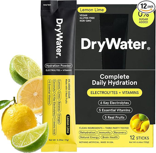 DryWater Electrolyte Powder Packets, Lemon Lime by DryWater