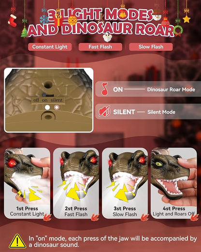 LED Dinosaur Headlamp for Kids, Children's Toy Flashlight T-Rex Dinosaur Toys - Image 3