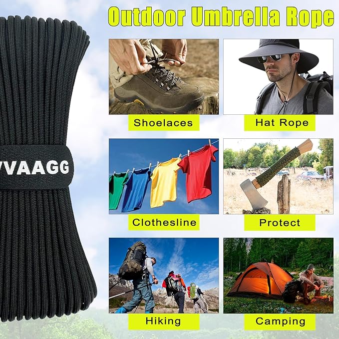 VVAAGG 1000 Black Paracord Rope 100FT Utility Nylon Heavy Duty 12 Strand - Image 5