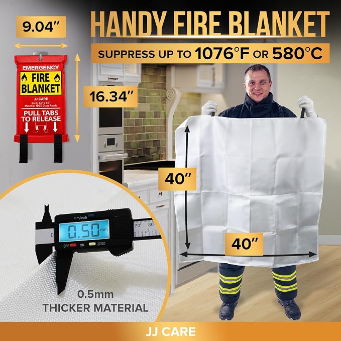 JJ CARE Fire Blanket – 40"x40" 4 Packs - Image 3