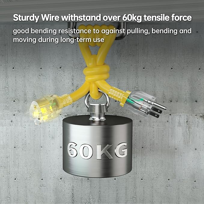 PlugSaf 12/3 Gauge Yellow Indoor Outdoor Extension Cord 1FT - Image 5