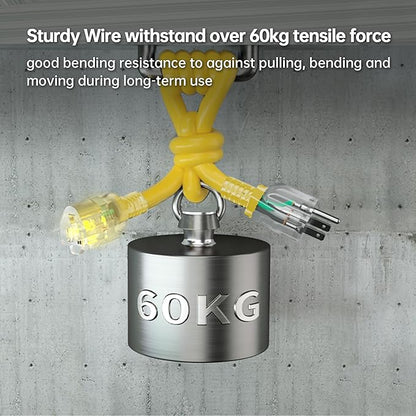 PlugSaf 12/3 Gauge Yellow Indoor Outdoor Extension Cord 1FT - Image 5