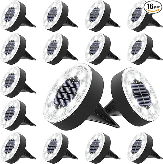 Joomer Solar Ground Lights, 16 Pack 8 LED Solar Lights Outdoor IP68 Waterproof by Joomer