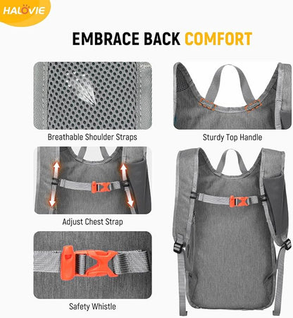HALOVIE 15L Foldable Hiking Backpack Phone Pocket Lightweight Travel Daypack - Image 5