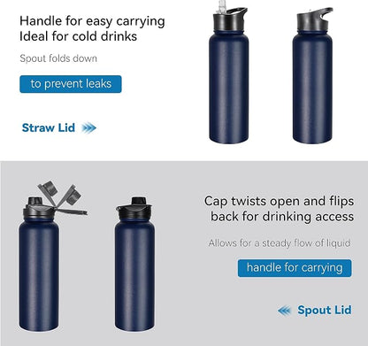 VEGOND 40 oz Insulated Water Bottle Bulk Stainless Steel Metal Water Bottles - Image 5