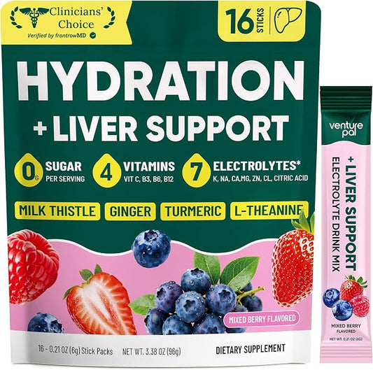 Venture Pal Hydration Packets + Liver Support- Liquid Daily IV Electrolyte by VenturePal