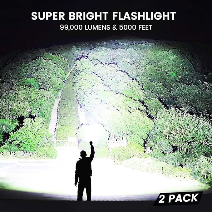 3 Pack Rechargeable Flashlights High Lumens, 000 Lumens Super Bright LED - Image 2