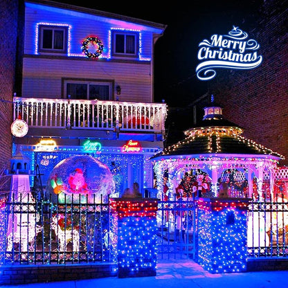 JMEXSUSS 600 LED Blue Solar Christmas Lights, 206.7ft Blue Christmas Lights - Image 4
