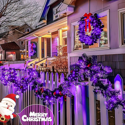 JMEXSUSS 2 Pack Solar Fairy Lights Outdoor, 33ft 100 LED Purple Christmas Lights - Image 3
