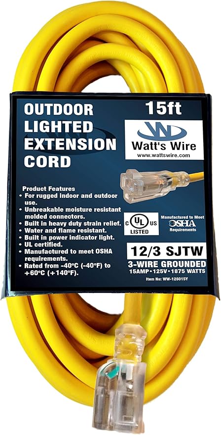 15 ft Outdoor Extension Cord Waterproof - Image 6