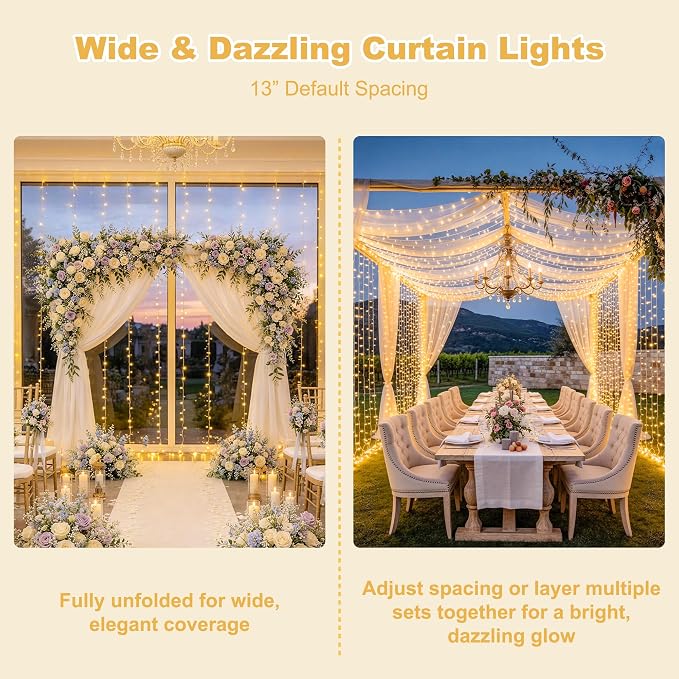 JMEXSUSS 900 LED Outdoor Curtain Lights, 9.5x29.5ft Christmas Lights Plug in - Image 2