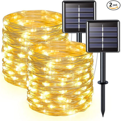 JMEXSUSS 2 Pack Solar String Lights Outdoor Waterproof, Each 33FT 100 LED Warm by JMEXSUSS